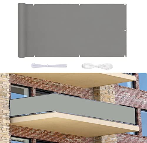 MYUANH Balkonverkleidung 0.9x4.5m Windschutz Uv-Schutz HDPE Balkon Sichtschutz Windschutz in div. Größen & Farben für Balkongeländer,Terrasse & Garten, Hellgrau