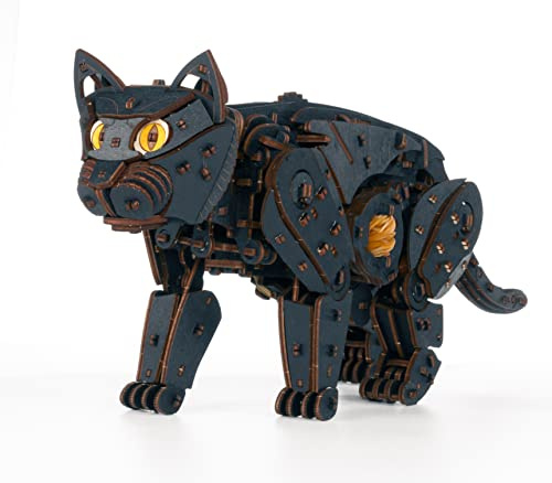 EWA Eco-Wood-Art - 3D-Holzpuzzle für Jugendliche und Erwachsene - Schwarze Katze - DIY-Bausatz, Selbstmontage, kein Kleber erforderlich - 508 Stück