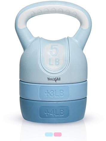 Yes4All Contoured Adjustable Kettlebell - 5 lbs, 8 lbs, 9 lbs, 12 lbs Kettlebell for Women, Home Gym - Teal