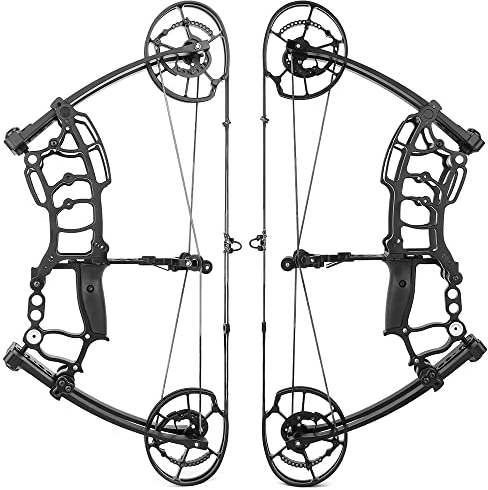 wolfman Bogenschießen Compoundbogen Set 40–65lbs Erwachsene Einstellbar 320/420 FPS Katapult Stahlkugel Dual-Use Jagdbogen 6061 Aluminiumlegierung Angel Bogen Pfeil Set (A)