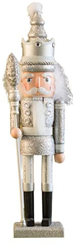 misppro Cascanueces soldado 42 cm adornos de madera cascanueces para decoración niños plata