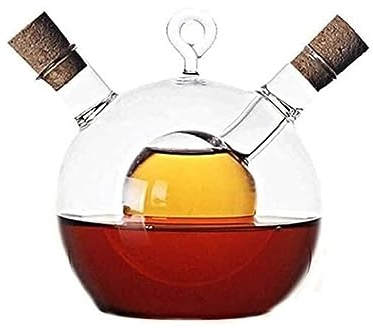 NTTNL Cuisine Bouteille de Distributeur d'huile d'olive, Cruet d'huile et de vinaigre, Cruet de Bouteille d'huile et de vinaigre en Verre, Distributeur d'huile d'olive 2 en 1 Distributeur