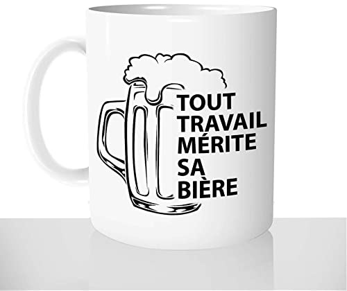 Mug-Cadeau Tout Travail Mérite Sa Bière - Tasse Café Idée Cadeau Original Homme Collègue Apéritif Humour Noël Anniversaire