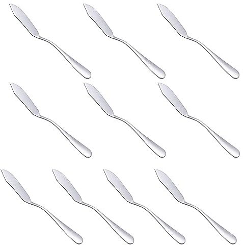 Nchdewui Buttermesser 10 Stück, Messer Set aus Edelstahl, Menümesser, Vorspeisen Besteck Gewürz Marmelade Brot Creme Canape Messer Spatel
