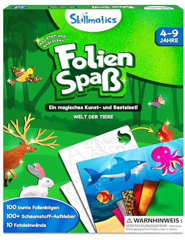 Skillmatics Kunst & Bastelaktivität- Folienspaß Tiere | Schmutzfreie Kunst für Kinder, Bastelsets, DIY-Aktivität, Geschenke für 4 bis 9 Jahre