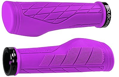 SOLODRIVE Cykelhandtag ergonomiska, MTB-handtag av halkfritt gummi, enkelt lås-on cykelhandtag/handtag/mjuka handtag lämpliga för e-cykel, trekkingcykel, mountainbike, turcykel (lila)