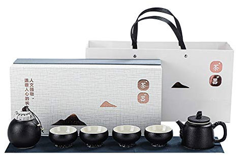 HWSY Utilità Tutto in Uno Set da tè Kungfu Giapponese Ceramica Cinese Porcellana Servizio da tè in Porcellana Include teiera Contenitore per tè e 4 Tazze da tè Regali aziendali Teiere Interesting