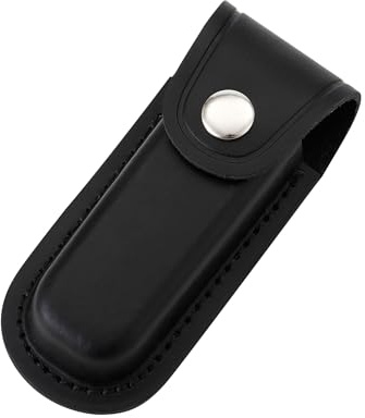 Qtcial Pocket Knife Sheath, 4 Folding Pocket EDC Knife Case, Portable Pouch Knife Leather Holster with Snap Closure and Belt Loop, Accessory for Outdoor Climbing, Camping, Cycling and Hiking, Black | Portable brown knife holster with secure snap and belt loop for outdoor work, camping, hiking, cycling, and daily EDC