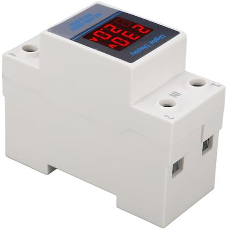 Misuratore di Tensione e Corrente, Voltmetro di Potenza Monofase Misuratore di Tensione e Corrente Amperometro con Doppio Display su Guida Din, Amperometri