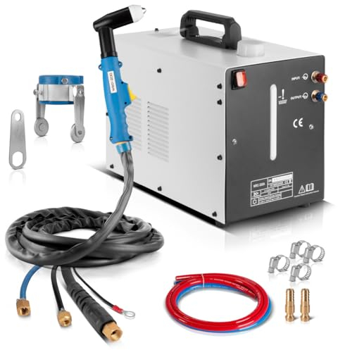 STAHLWERK WSD-200 Wassergekühlter Plasmaschneidbrenner bis 200 A CUT-Schneidbrenner | Plasmabrenner mit 5 m Schlauchpaket und separatem Abstandshalter inklusive Wasserkühler mit 370 W und 6 L Tank