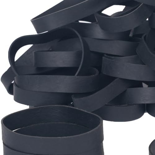 Foshine Tactical Rubber Bands Size #84,Elastic Band Black 50Pcs Heavy Duty Wide For Office Home Supplies (3-1/2 x 1/2'')