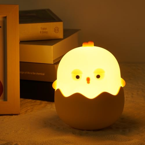 URAQT Nachtlicht Kinder Stilllicht, Silikon Nachttischlampe Eierschalenform Nachtlampe Baby Aufladbar Touch LED Dimmbar Tischlampe USB Wiederaufladbare Geschenke für Kinderzimmer Baby Mädchen Junge