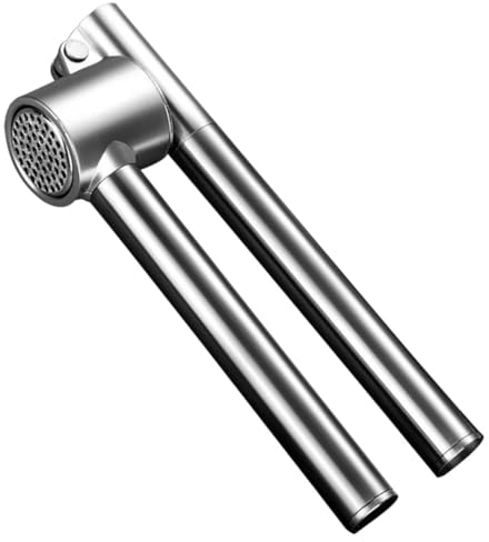 Handknoblauchpresse aus Edelstahl, Silber, mit Doppelhebelprinzip