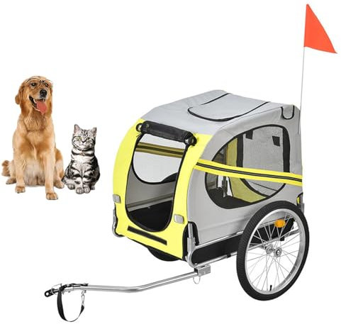 YPDOPORA Hunde-Kinderwagen, 2-In-1-Hundefahrrad Mit Reflektierendem Sicherheitslogo, Einfach Zusammenklappbar, Fahrradanhänger Und Jogger, Geeignet Für Kleine Und Mittelgroße Hunde,A