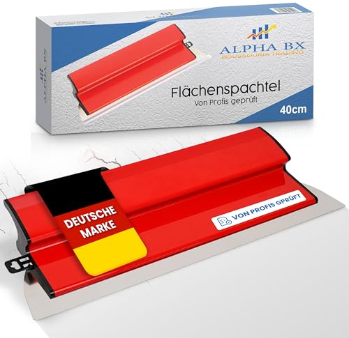 ALPHA BX Profi Flächenspachtel 40cm mit Edelstahlklinge & integriertem Tapetenentferner, vielseitiges Trockenbauwerkzeug für präzise Wandgestaltung und Bauarbeiten