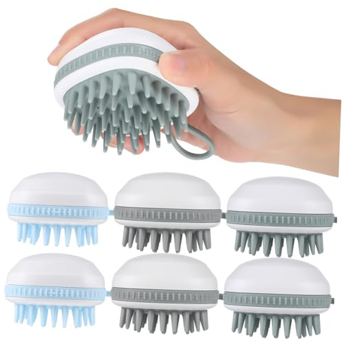 Beatifufu Kopfhautmassagegerät Verhindert Haarausfall aus Silikon und Kunststoff 6 Stück Kompakt und Tragbar und Shampoo Anwendung zur Täglichen Haarpflege