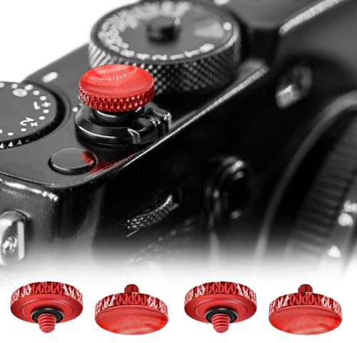 REYGEAK 4 Stück Auslöser, Aluminiumlegierung Konkaver Auslöser Knopf, Weicher Auslöser, für Leica, für Fujifilm X100VI X-T30 X-T20 X-T10 X-T5 X-T4 X-T3 X-PRO (4 rote)