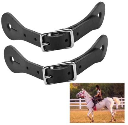 1 Paar Leder-Sporenriemen, Verstellbare Stiefelriemen, Einlagige Sporenriemen, Schwarz, Robustes, Langlebiges Pferderiemen-Zubehör(Schwarz)