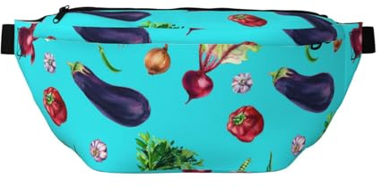 Grand sac banane pour homme et femme – Aubergine, piment, ail, oignon, sac de voyage tendance pour femme, sac banane pour femme avec sangle réglable