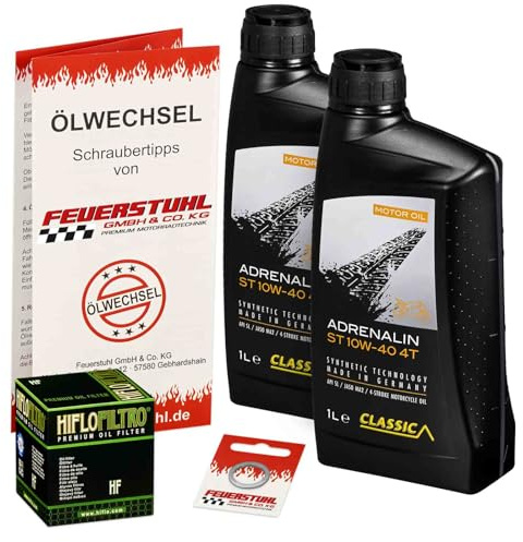 Öl & Ölfilter für Honda VT 125 C/C2 Shadow, 2001-2008 (JC31), Ölwechsel Set, Classic 10W-40 Motoröl + HiFlo Filter + Dichtring(e)