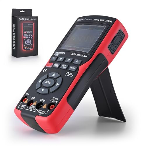 Ovshnrr 10Mhz Oscilloscopio Digitale, 48 MSa/s Multimetro Digitale 9999 Conteggi, Tester Universale 2 in 1, Misura Tensione AC/DC, Resistenza, Continuità