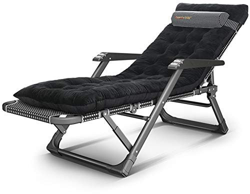 Verstellbare Sonnenliege für den Außenbereich, zusammenklappbar, mit Kissen, schwarzer Stahlrahmen, für Garten, Strand, Pool, Terrasse, Camping, Gartenliegen und Liegestuhl