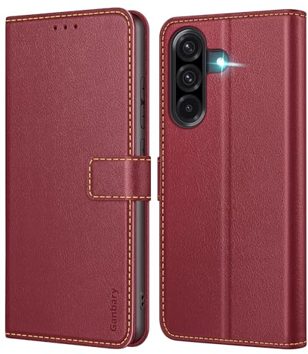 Ganbary Funda Compatible con Samsung Galaxy A36 5G/ A56 5G, Funda Tapa Libro Movil PU Cuero Funda para Samsung Galaxy A36 5G/ A56 5G [Protección Completa] [Ranura Tarjeta][Función Soporte], Borgoña