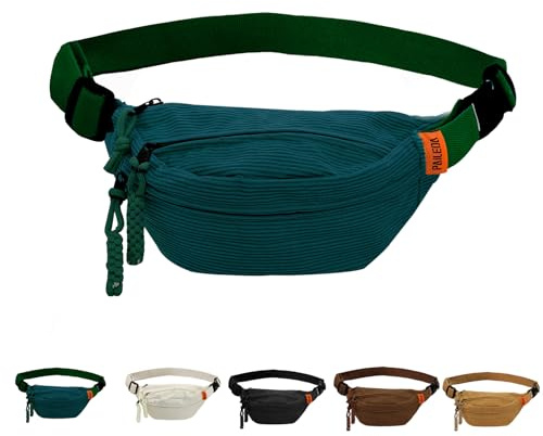 Umhängetasche Damen, Bauchtasche Damen Klein, Cord Bauchtasche für Herren, Cord Crossbody Bag, Einstellbare Bum Bags, Brusttasche für Outdoor Sport Laufen (Grün A)