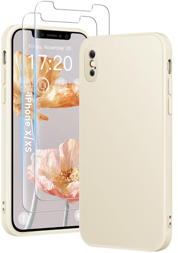 HuwaiH 3 in 1 Hülle für iPhone X/XS, mit 2 Stück 9H 0.33mm Panzerglas, Upgraded Kameraschutz, Kratzfeste Stoßfeste Handyhülle für iPhone X/XS(Weiß)