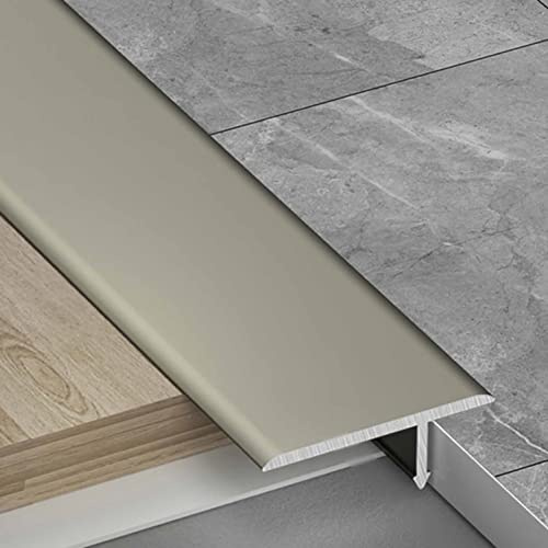 Tira de transición de suelo de madera a baldosa, color gris oscuro, barra de umbral de suelo para tablones de vinilo laminado, tira de tapado para costuras de suelo sin costuras