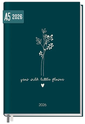 Häfft® Chäff-Timer Classic Kalender 2026 A5 Little Flower Buchkalender, Terminplaner, Terminkalender, Wochenplaner für 12 Monate: Jan. 26 bis Dez. 26