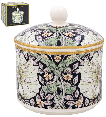 The Leonardo Collection William Morris Pimpernel, zuccheriera elegante per tè e caffè, in ceramica resistente, per casa e bar, elegante contenitore per zucchero da cucina, bel regalo per tutti