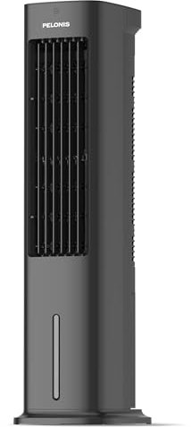PELONIS 5L Verdunstungskühler mit Fernbedienung, 3-in-1 Tragbarer Luftkühler, Ventilator, Luftbefeuchter & Automatische Oszillation, 3 Stufen Timer 7H, 2 Kühlpads für Zuhause und Büro