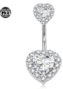 LAURITAMI Navelpiercing i titan 14 G stavlängd 12 mm silver CZ titan navelknapp stång kroppspiercing smycken för kvinnor, 12 mm, Titan