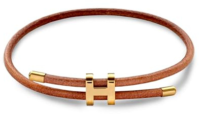 Oddly Perfect Ladies Brown Leather Bracelet, Adjustable Tan Genuine Leather with 18K Gold ‘H’ Clasp, Stylish & Lightweight Everyday Wristwear