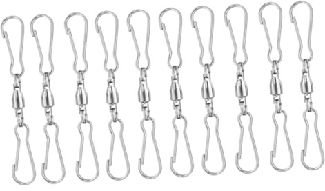 UPKOCH 10pcs Rotating Wind Chime Hook Swivel Hooks Dual Clips for Hanging Windsock Flags Garden Windmill Spinners Outdoor Rotating