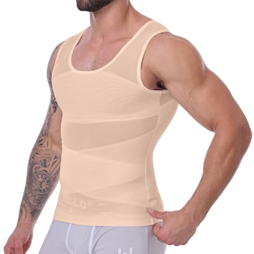 MISS MOLY Shapewear T-shirt de compression élastique pour homme - Débardeur gainant - Sans manches - Body Shaper - Gilet gainant