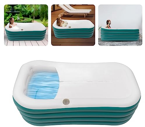 HUSPOO Aufblasbare Badewanne Erwachsene Faltbar | 250L Volumen & Ergonomische Rückenlehne | Mobile Eisbadewanne mit Isolierung & Abdeckung | Für Garten/Außenbereich