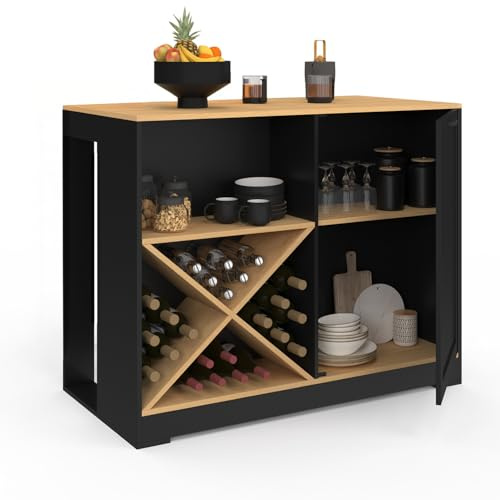 IDMarket - Table de Bar îlot VITO 113 cm avec Range-Bouteilles