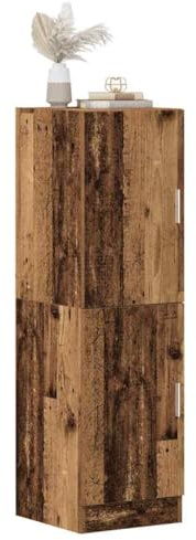 WEMYUFURN Armadietto da cucina effetto legno anticato per utensili da cucina con ante e ripiani, 38 x 41,5 x 131,5 cm, in legno