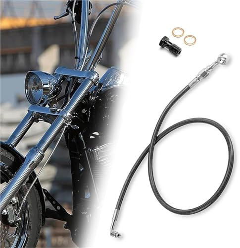 Accesorios de Freno Racores Superiores Latiguillo Hidráulico Delantero para Motocicleta, Tubo Aceite ABS Acero Inoxidable para Harley Softail Low Rider S - FXLRS con 2020-2024(Nero,34 Inch)