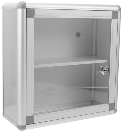 Erste Hilfe Schrank Abschließbarer aus Aluminiumlegierung | Wandmontage Möglich, Silberne Ausführung, Sichere Aufbewahrung für Medikamente und Persönliche Gegenstände