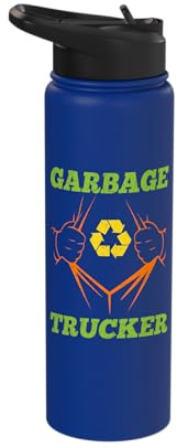 Garbage Truck Recycling Symbol for Trash Collector Trucker Stainless Steel Insulated Water Bottle