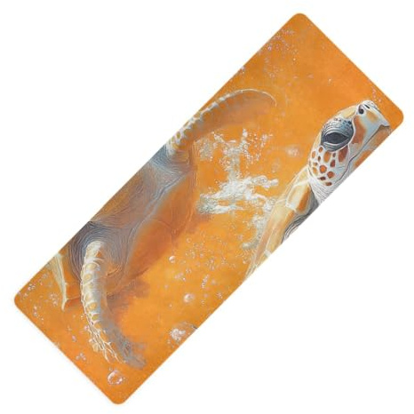 Ästhetische Yogamatte, Motiv: brasilianische Schildkröte, Orange, bedruckt, rutschfest, 1 mm dick, mit Yogamatte, 180,3 x 66 cm, für das Fitnessstudio zu Hause