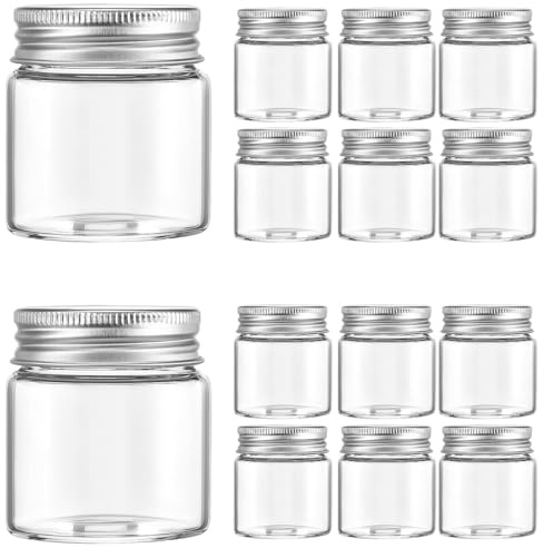 SUPVOX Frascos Pequeños de Vidrio con Tapa Sellada y Material de Vidrio y Aluminio 20 Diseño Compacto Capacidad 50 Ml para Almacenamiento en Cocina o Armarios