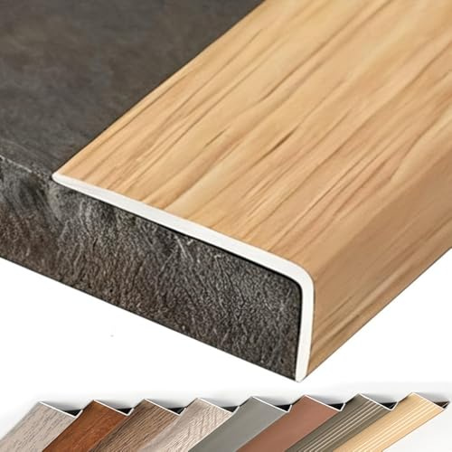 101.6 cm Treppenkantenschutz Rutschfest Treppenleiste Aluminium L-Profil Treppenkantenprofil Holzmaserung Übergangsleiste (Eiche hell 2x3,5cm)