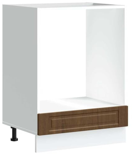 KKgypkn Ofenschrank mit Fach Porto Braun Eichen-Optik Holzwerkstoff, Herdumbauschrank mit verstellbaren Füßen, Pflegeleichte Oberfläche, kompaktes platzsparendes Design für Backofen