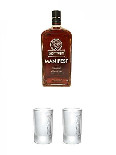 Jägermeister Manifest Limitiert 1,0 Liter + 2 Jägermeister Frozen Club Shot Gläser à 4 cl