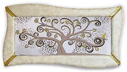ARTEMA Quadro betti Ecopelle Crema Albero della Vita 24 Glitter Oro 148x78 Artigianale