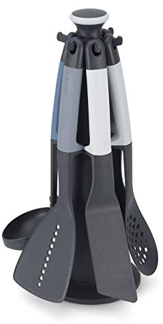 Joseph Joseph Elevate Carousel Nylon Kitchen Utensil Set with Rotating Storage Stand, 6-piece, Sky